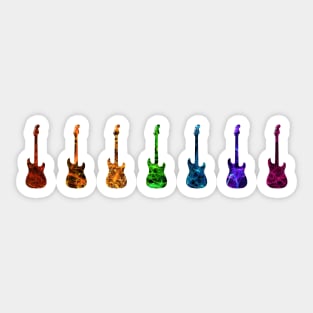 7 Fiery Guitar Silhouettes Sticker